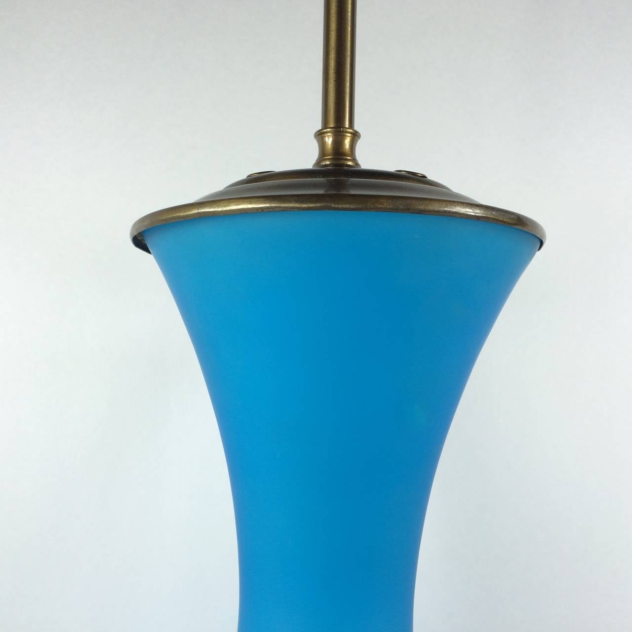 20th Century Pair of Blue Opalescent Lamps