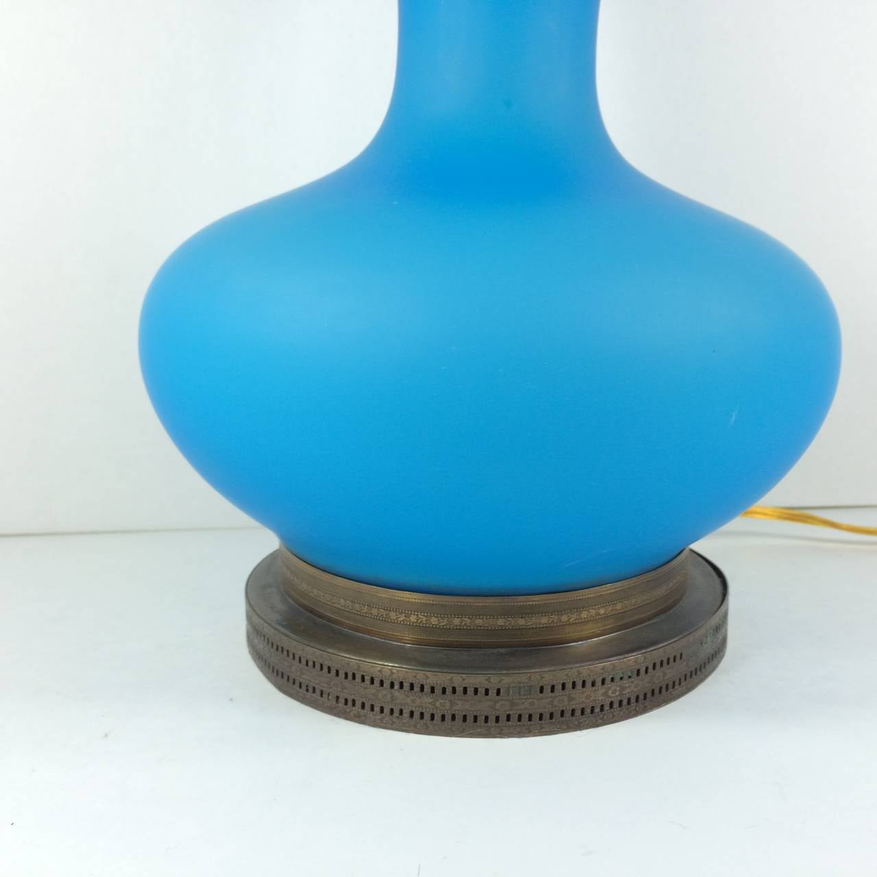 Pair of Blue Opalescent Lamps 2