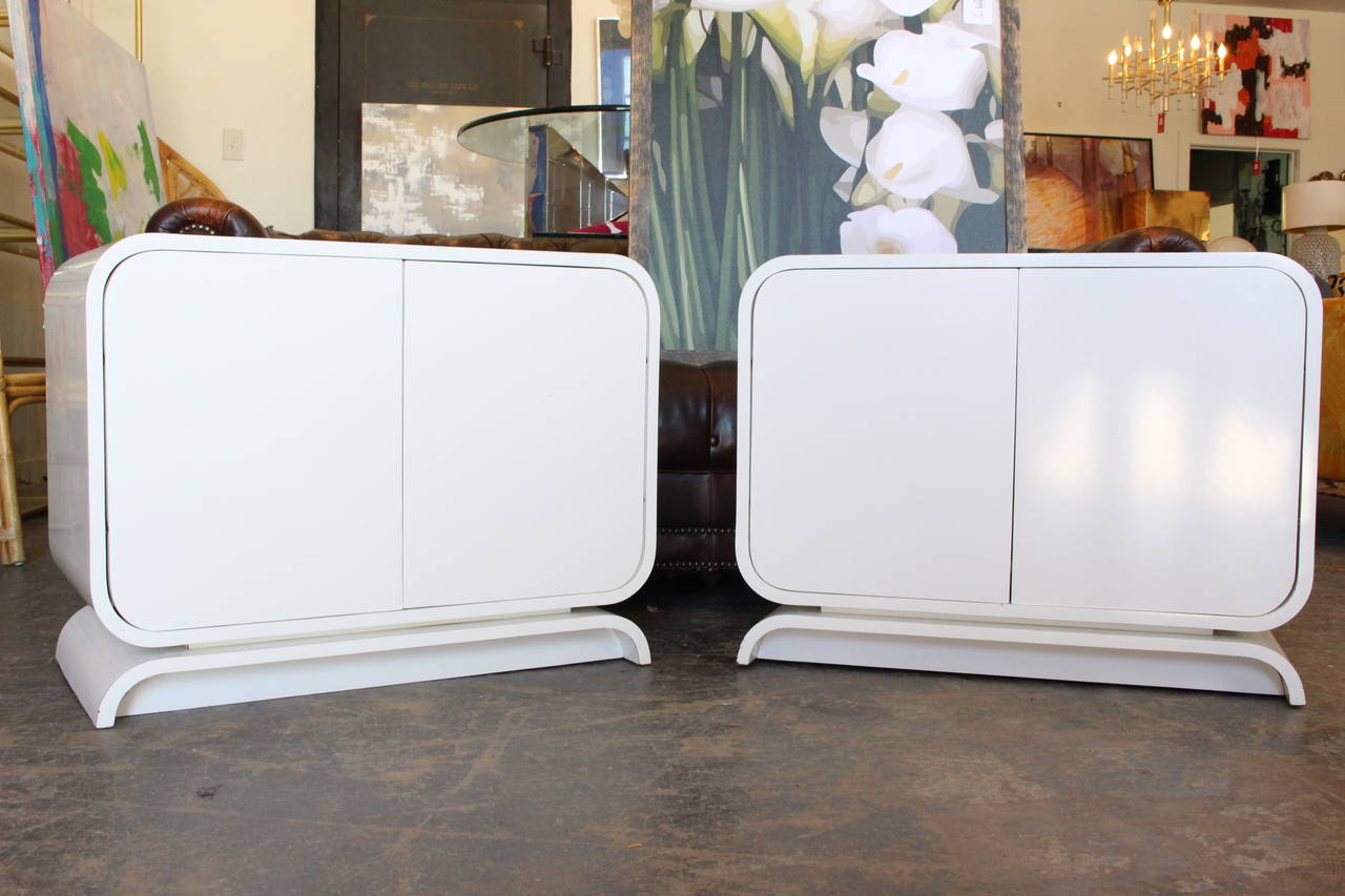 Pair of 1980s Glam Waterfall Nightstands