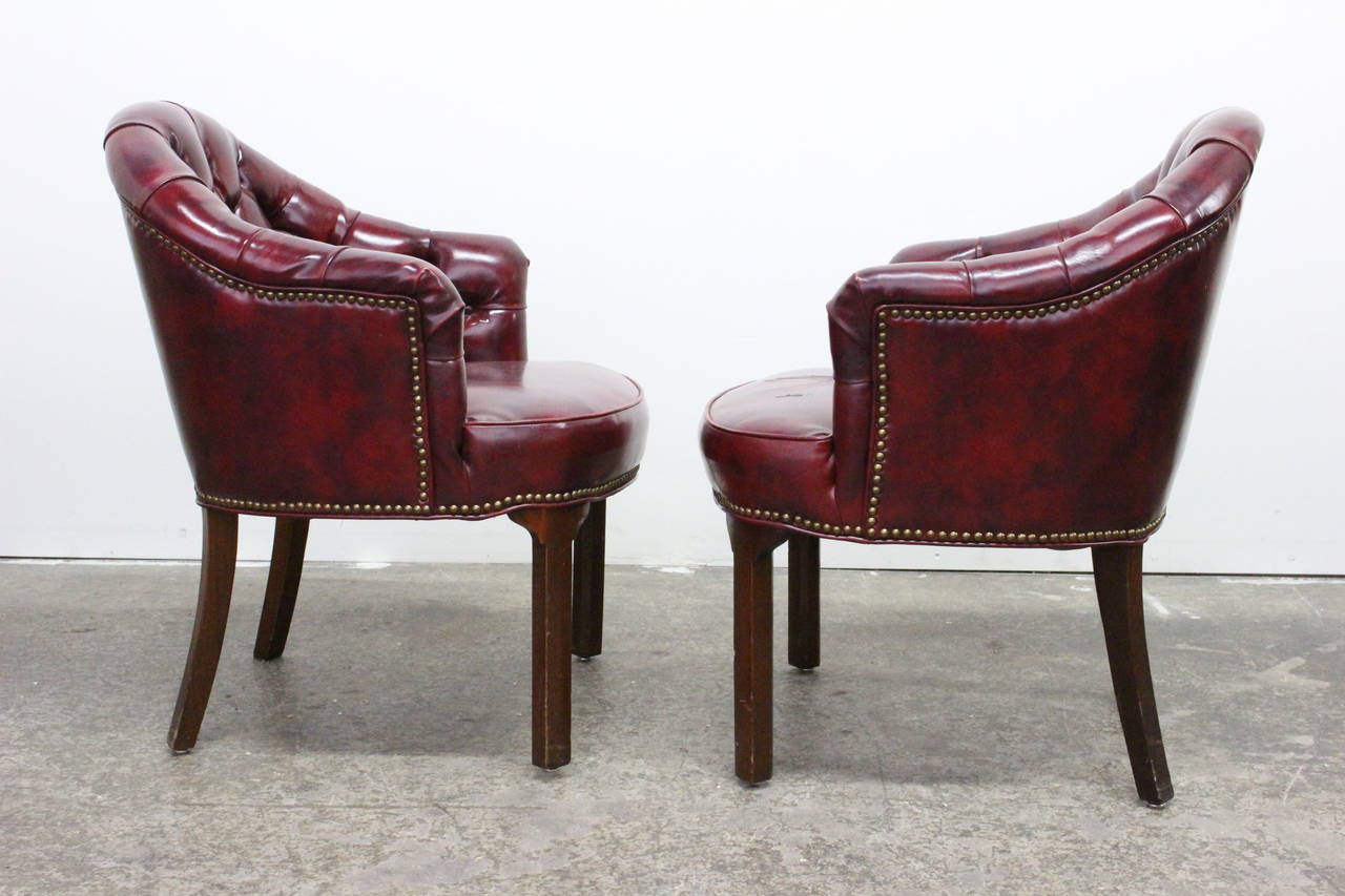 Pair of Oxblood Tufted Chairs 1