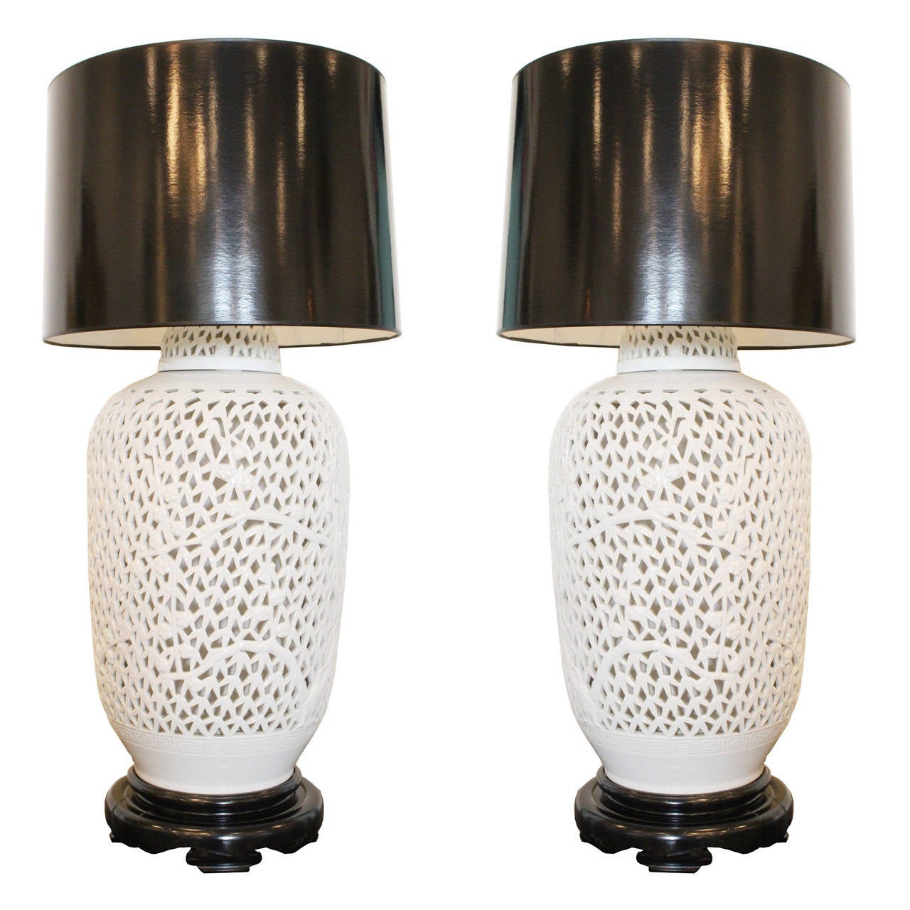 Pair of Monumental Blanc de Chine Pierced Table Lamps at 1stDibs blanc de chine lamp, blanc de