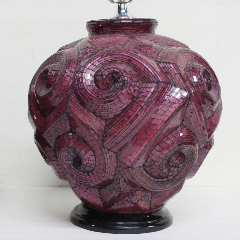 Pair Amethyst Glass Mosaic Lamps