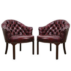 Pair of Oxblood Tufted Chairs