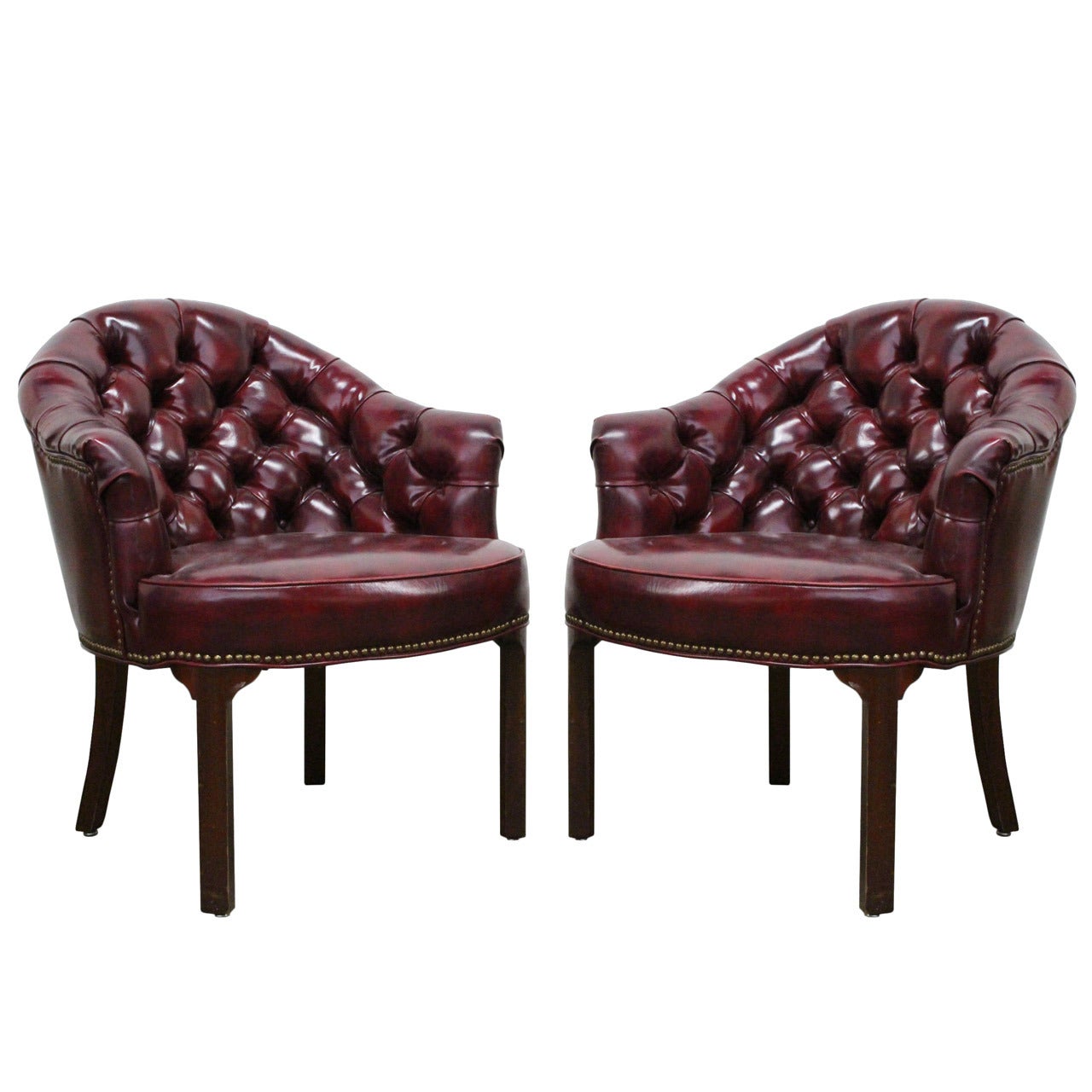 Pair of Oxblood Tufted Chairs