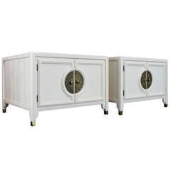 Pair White Lacquer Side Tables by Century