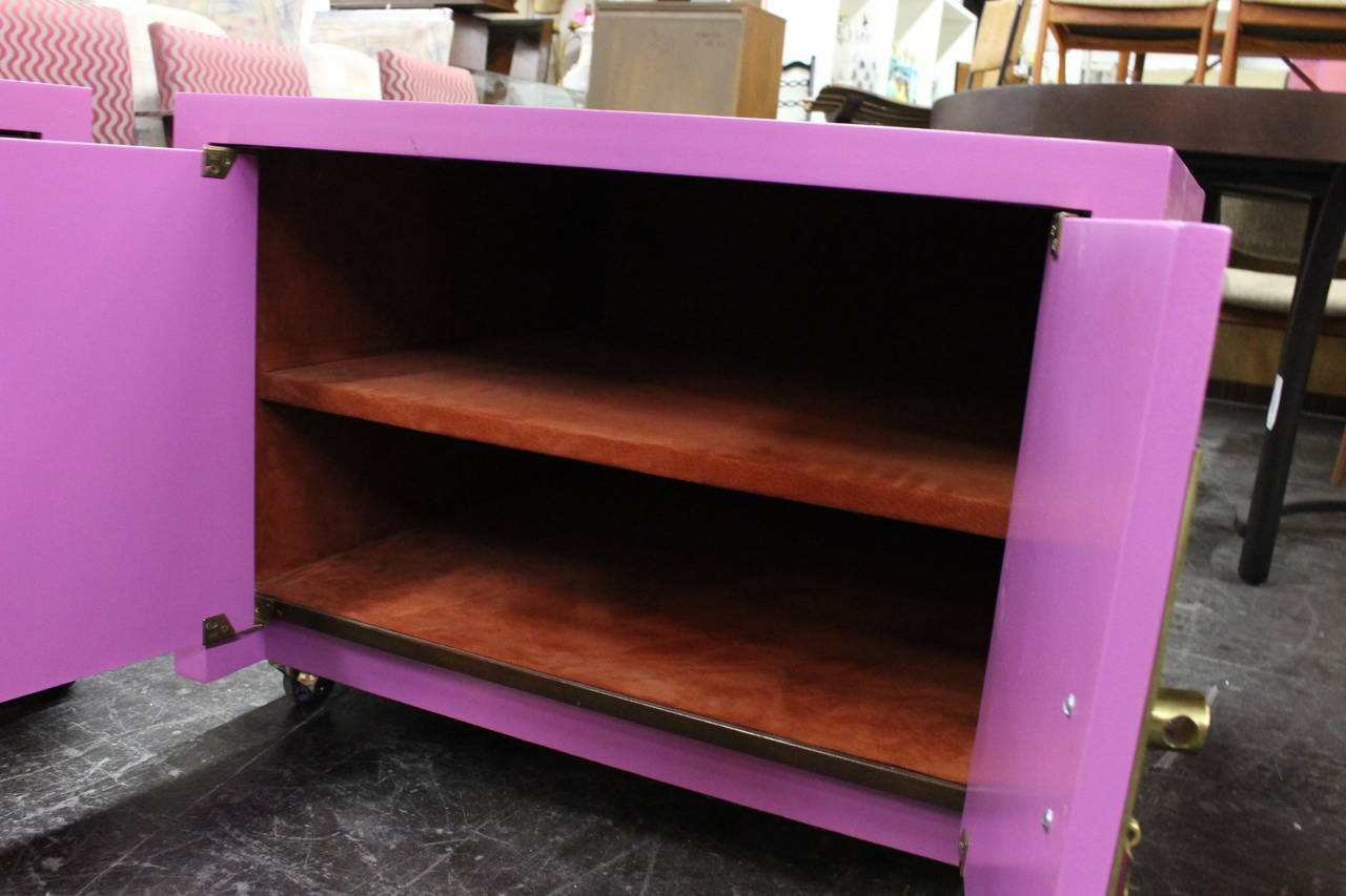 Pair of Radiant Orchid Asian Style Cabinets 1