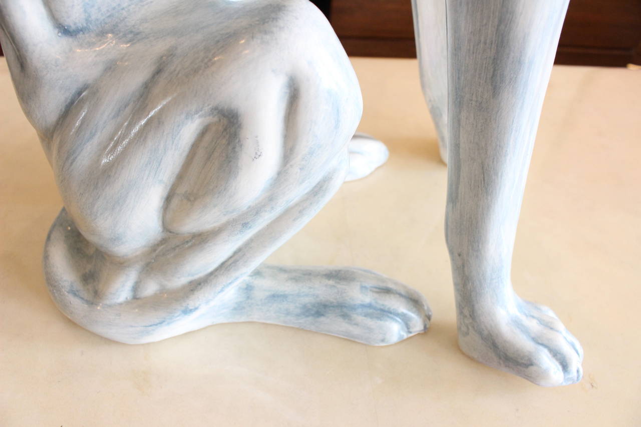 20th Century Glazed Whippet or Greyhound Sculpture