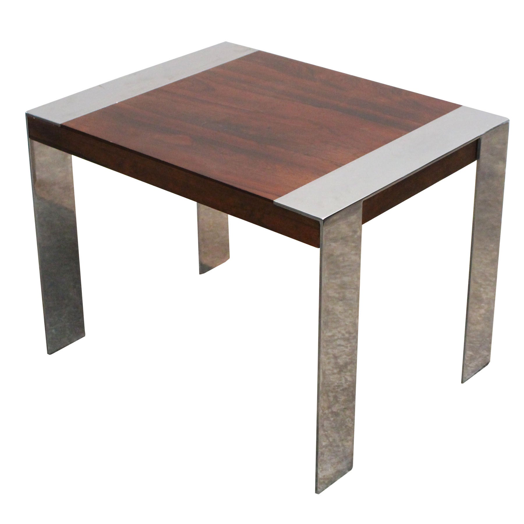 Milo Baughman Style Rosewood and Chrome Side Table