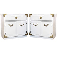 Pair of Lacquered Campaign Nightstands