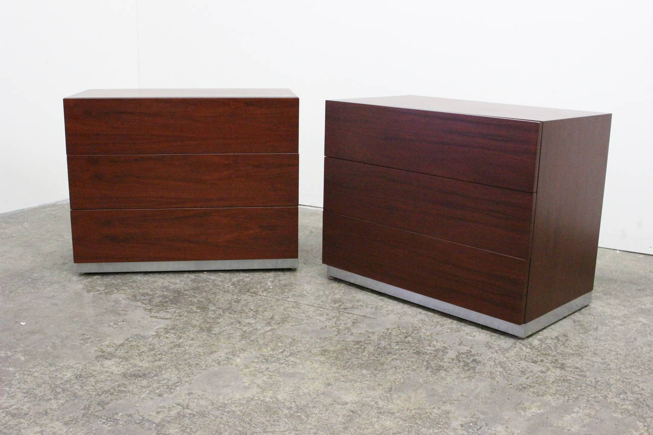 American Pair of Milo Baughman Rosewood Nightstands