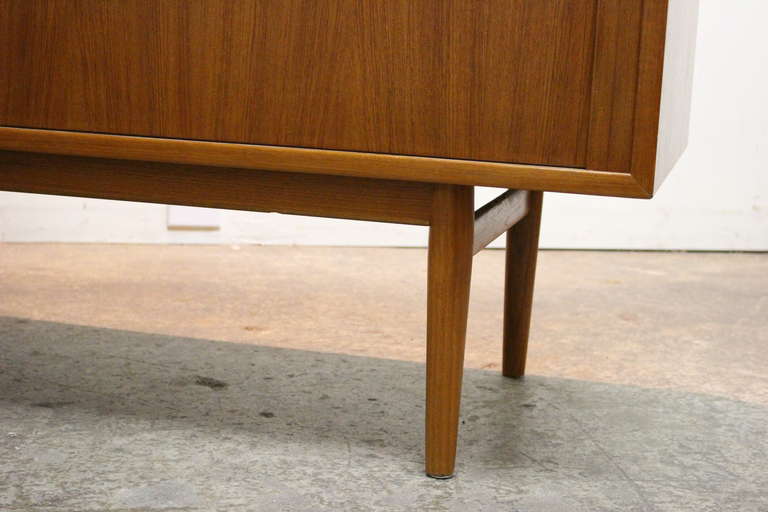 Danish Teak Credenza with Tambour Doors by Arne Vodder In Excellent Condition In Dallas, TX