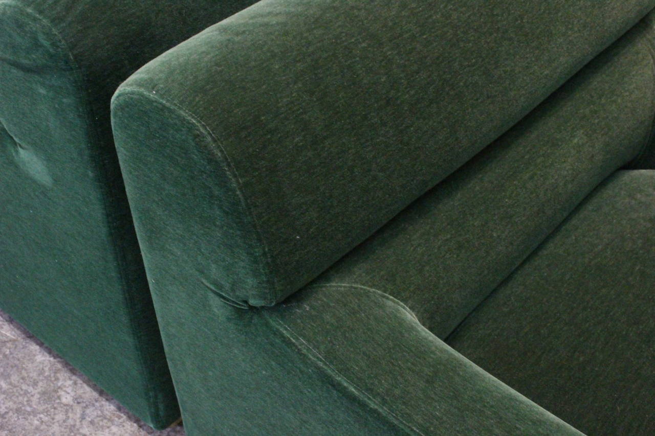 Pair of 70s Emerald Green Mohair Club Chairs 3