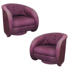 Pair of Swivel Chairs in the Style of Milo Baughman