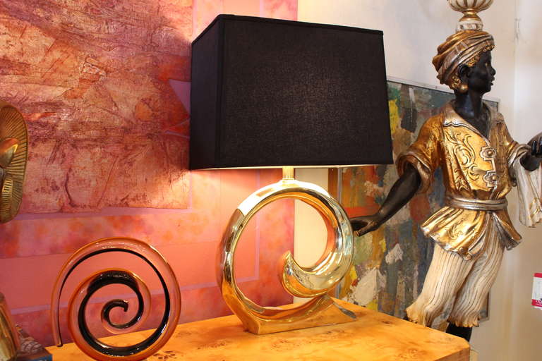 Pair of Pierre Cardin Sculptural Brass Lamps In Good Condition In Dallas, TX