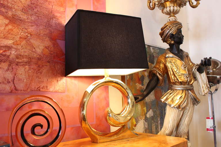 20th Century Pair of Pierre Cardin Sculptural Brass Lamps