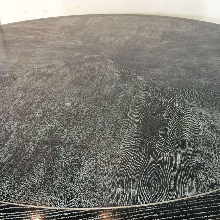 Round Cerused Dining Table by Jay Spectre In Good Condition In Dallas, TX