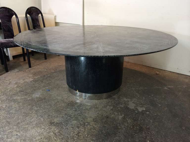 American Round Cerused Dining Table by Jay Spectre