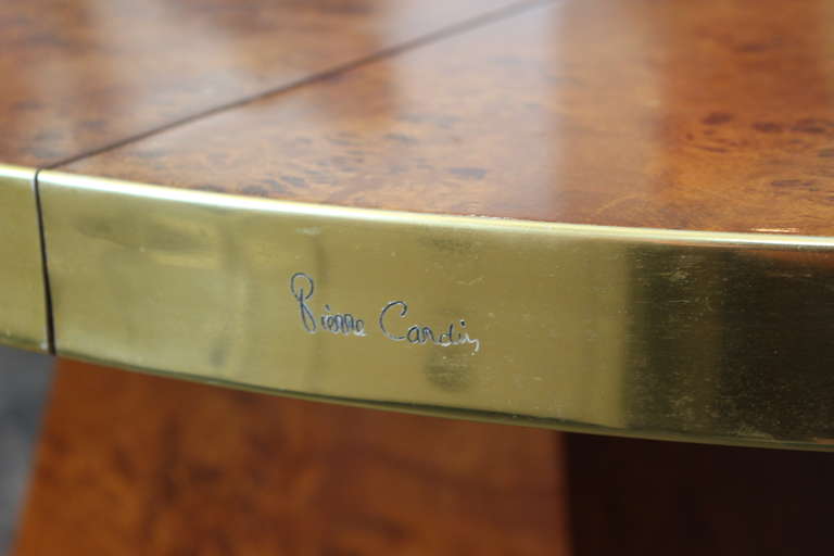 American Burl and Brass Dining Table by Pierre Cardin