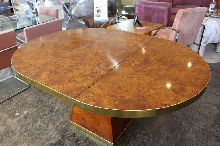 Burl and Brass Dining Table by Pierre Cardin In Good Condition In Dallas, TX