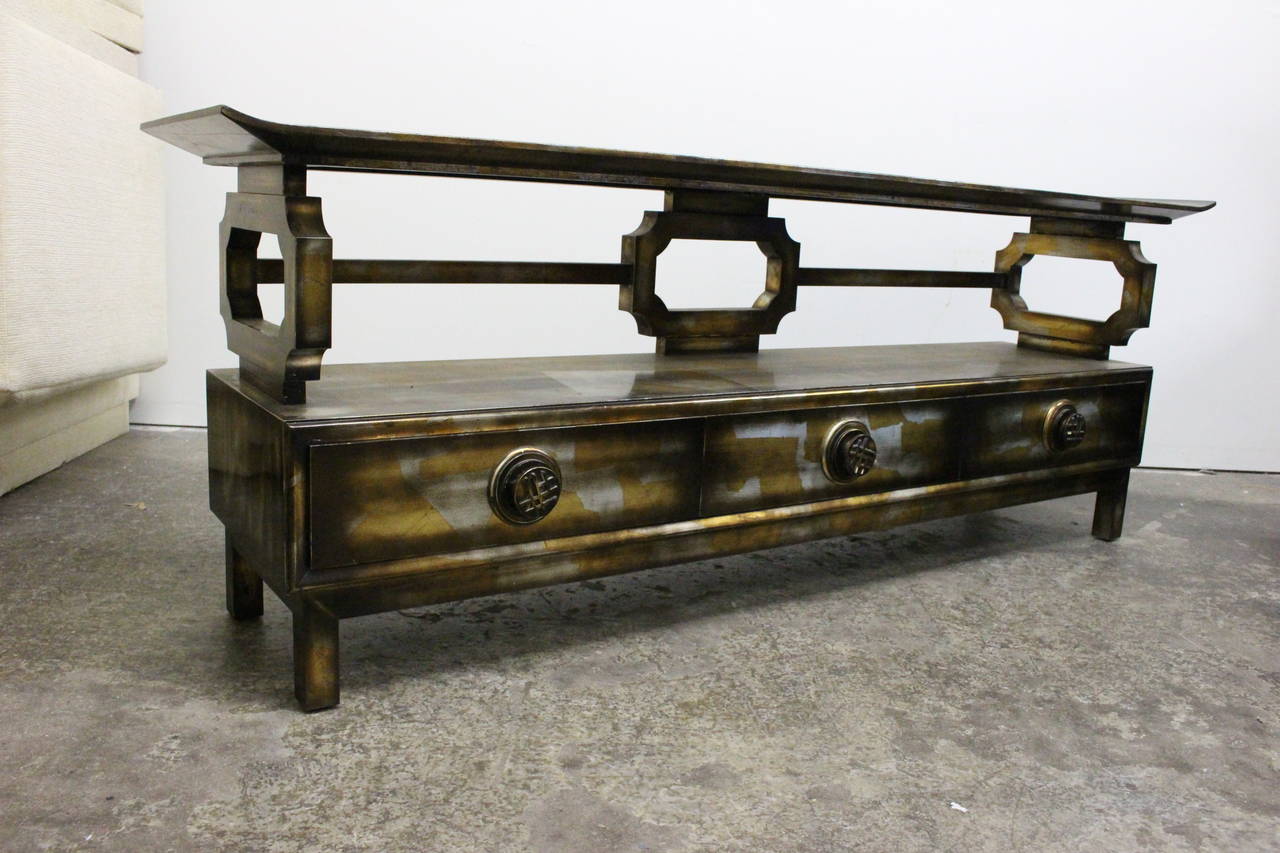 Mid-Century Modern Asian Inspired Gilded Console by James Mont
