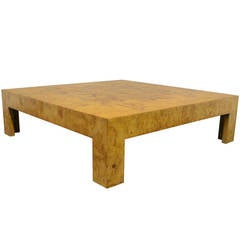 Monumental Parsons Burl Wood Coffee Table by Milo Baughman