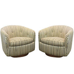 Pair Swivel Chairs by Milo Baughman