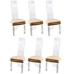 Charles Hollis Jones Style Set of 6 Lucite Dining Chairs