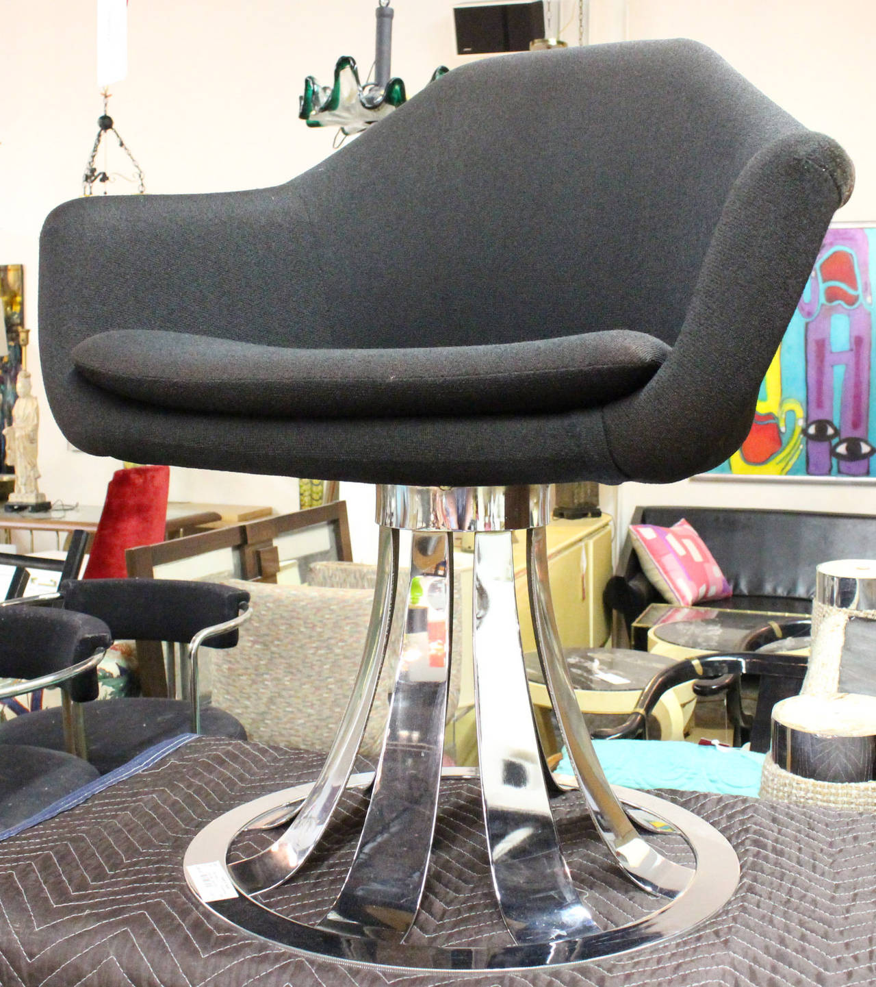 American Modern Chrome Swivel Chair