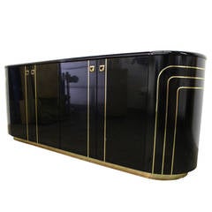 1980s Italian Racetrack Lacquered Credenza