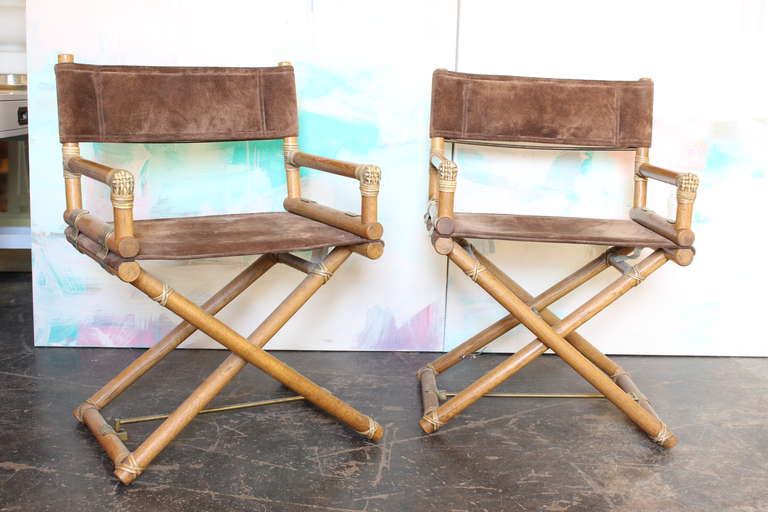 American Pair of McGuire Oak Safari Directors Chairs