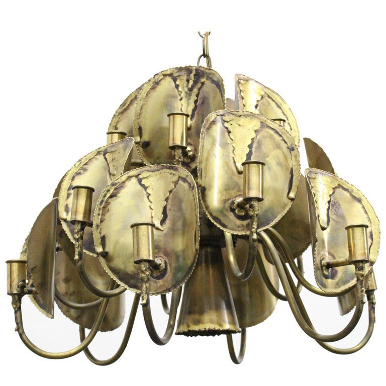 Brutalist Torch Cut Chandelier by Tom Greene for Feldman