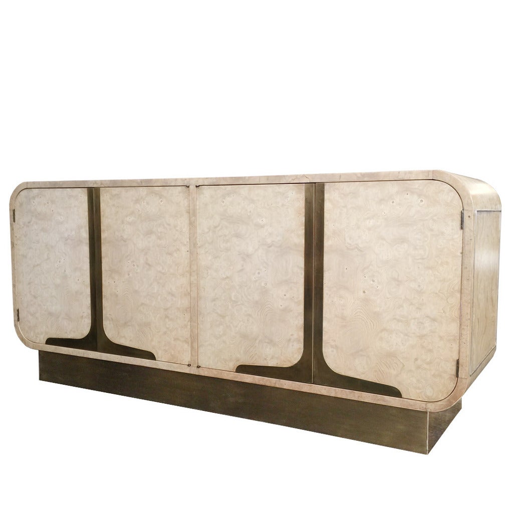 Bleached Burl Wood Credenza by Mastercraft