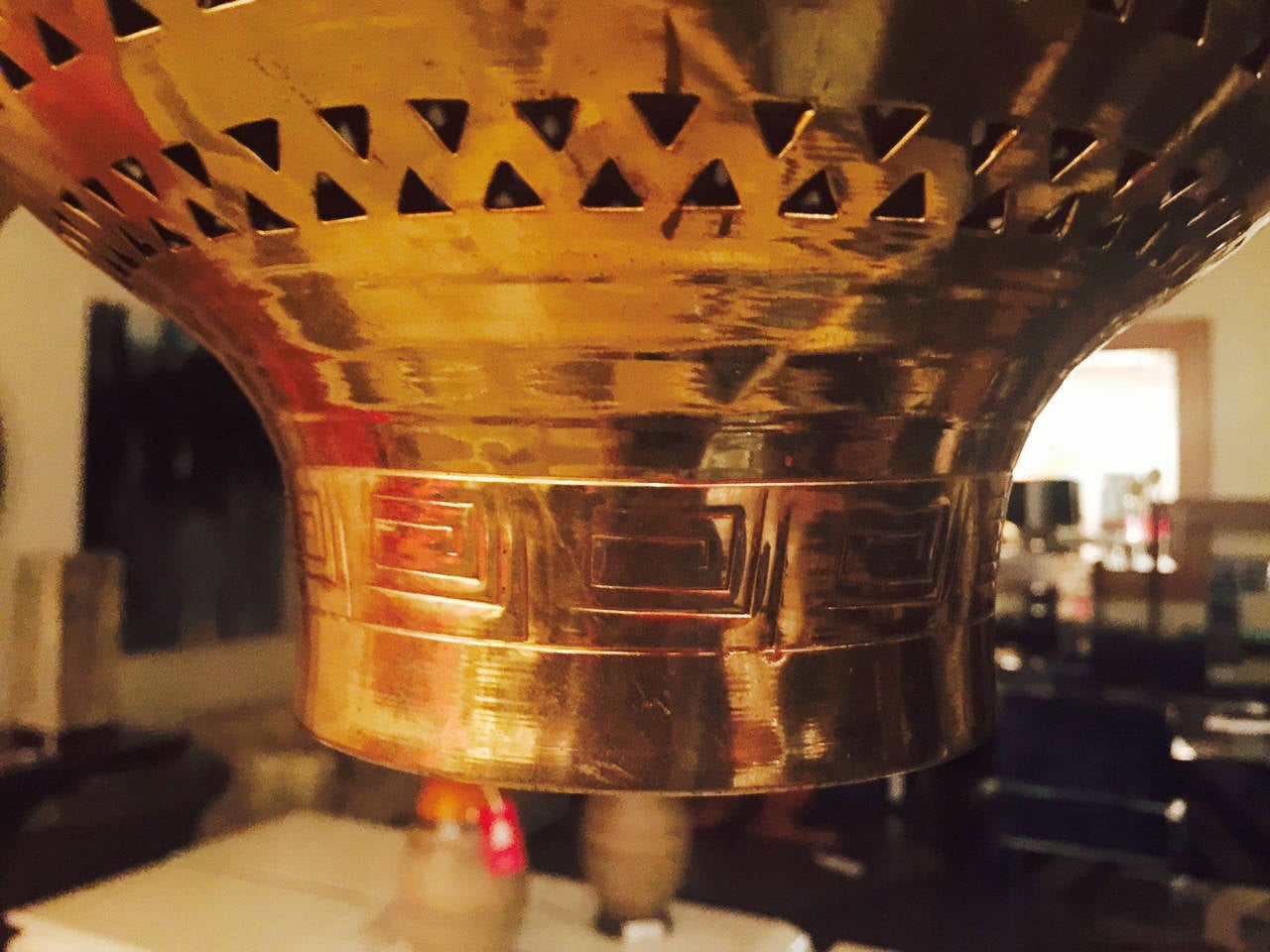 Three Brass Moroccan Pendant Chandelier In Good Condition In Dallas, TX
