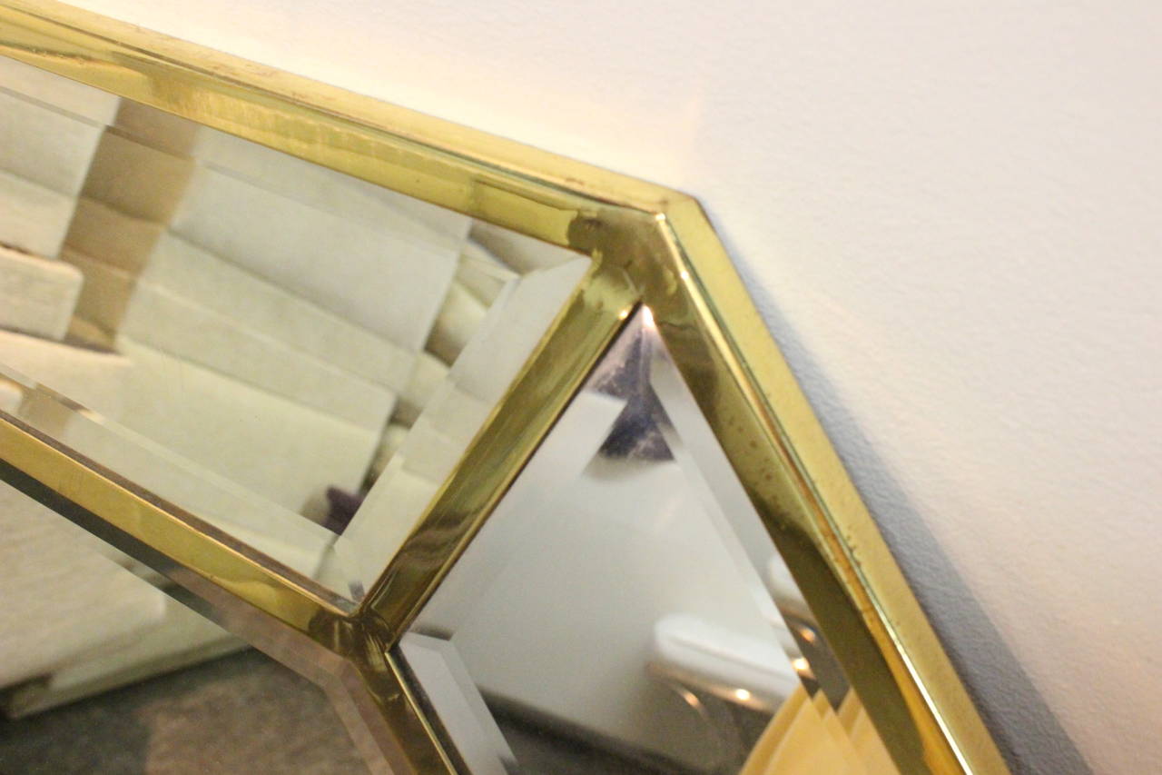 Beveled Brass Octagonal Mirror by La Barge