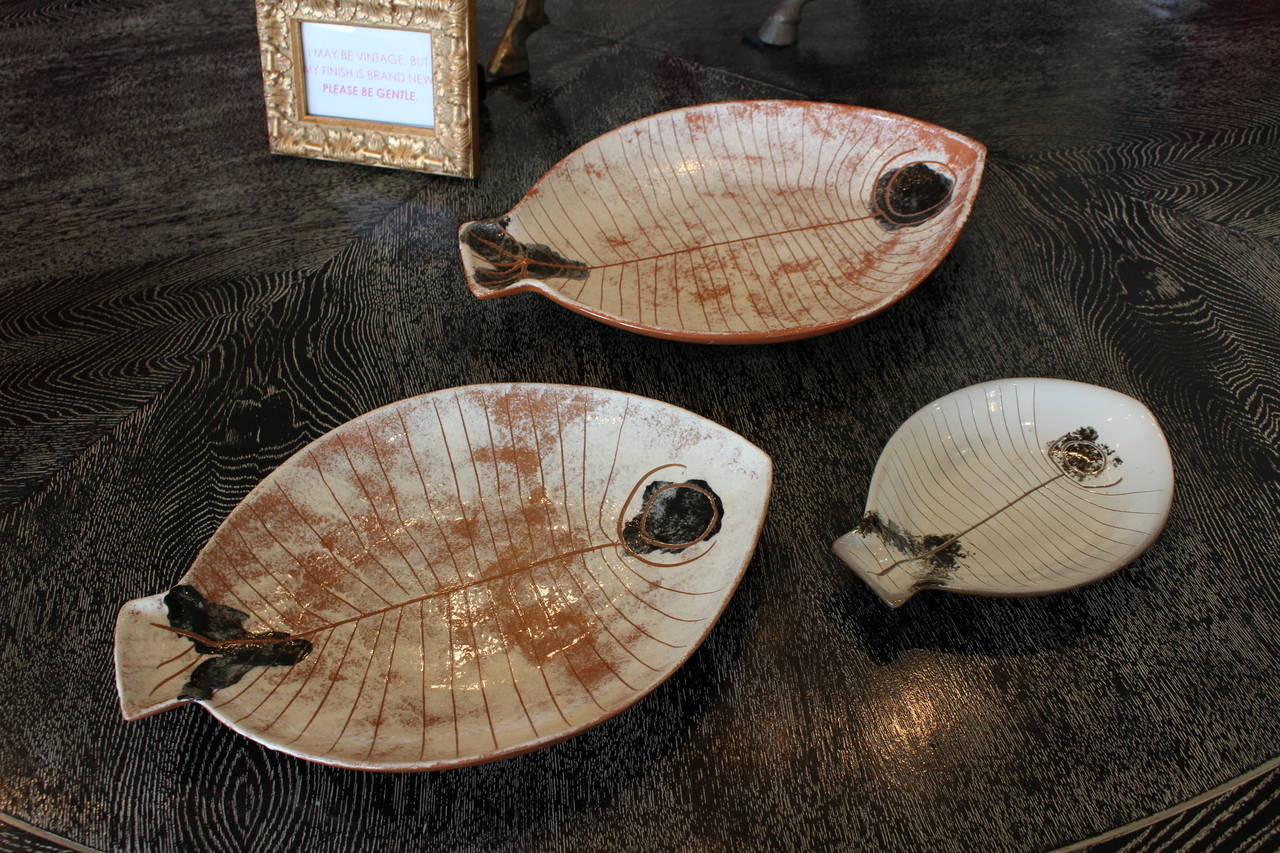 Mid-Century Modern Set of Three Lagardo Tackett Fish Platters