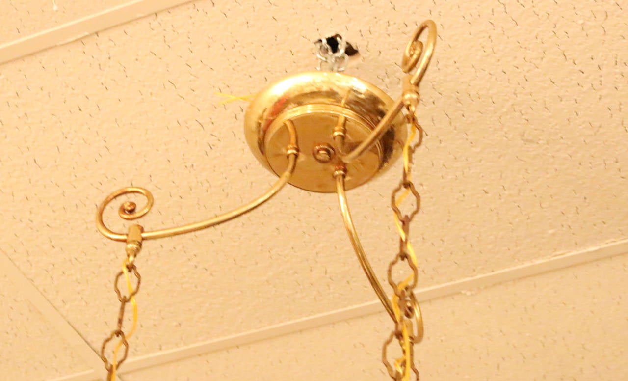 Three Brass Moroccan Pendant Chandelier