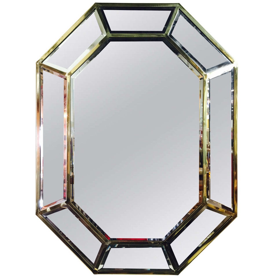 Brass Octagonal Mirror by La Barge