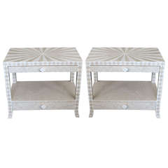Pair 1980s Tessellated Stone Night Stands