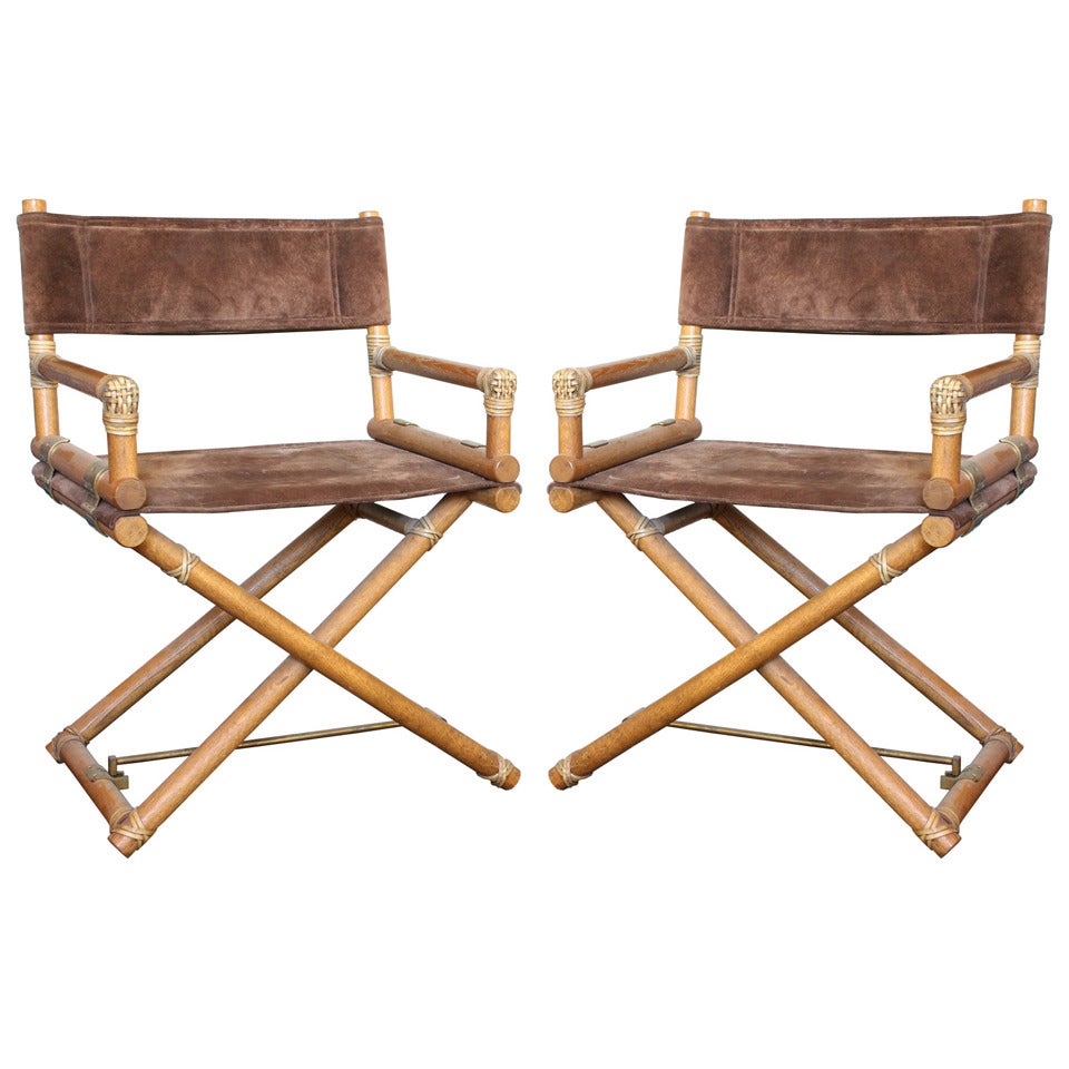 Pair of McGuire Oak Safari Directors Chairs