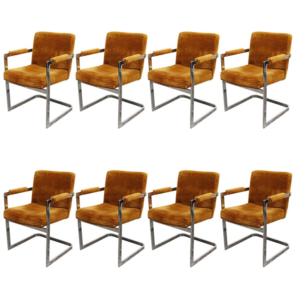 Set of 8 Cantilever Chairs by Milo Baughman for Thayer Coggin