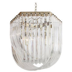 Large Lucite Ribbon Chandelier 2