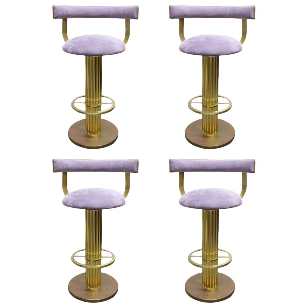 Set of Four Brass Bar Stools by Design for Leisure