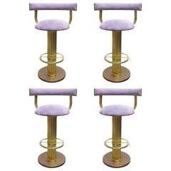 Set of Four Brass Bar Stools by Design for Leisure