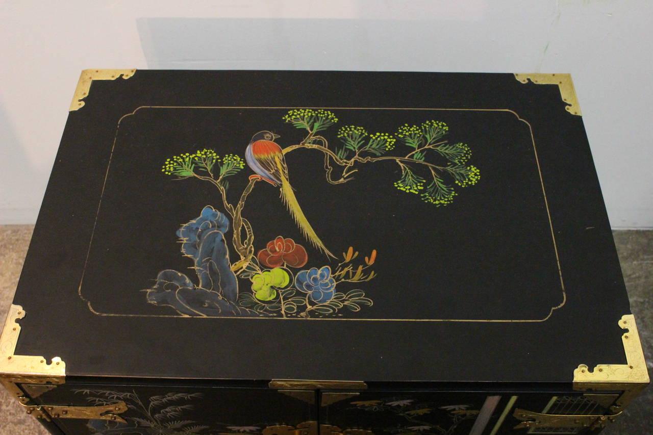 Pair of Hand-Painted Asian Nightstands 2