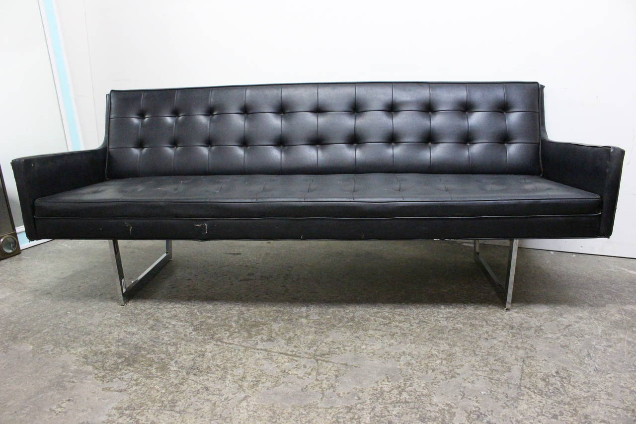 black vinyl couch