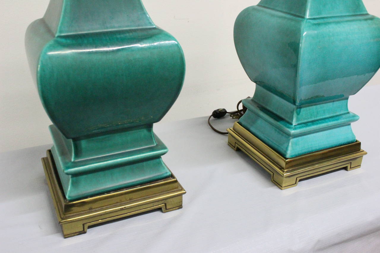 Pair of Stiffel Porcelain Glazed Lamps 1