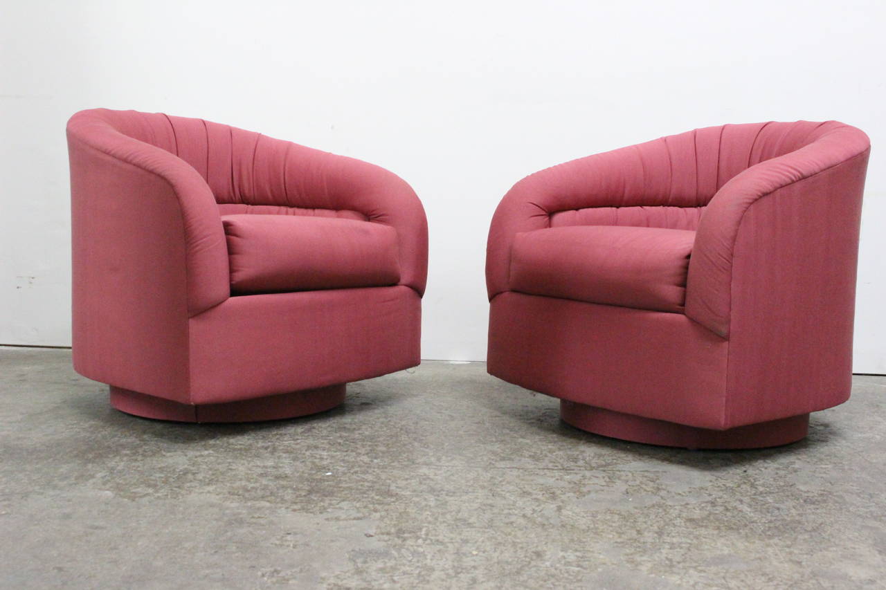 Mid-Century Modern Pair of Red Swivel Chairs by Directional (Two sets available)