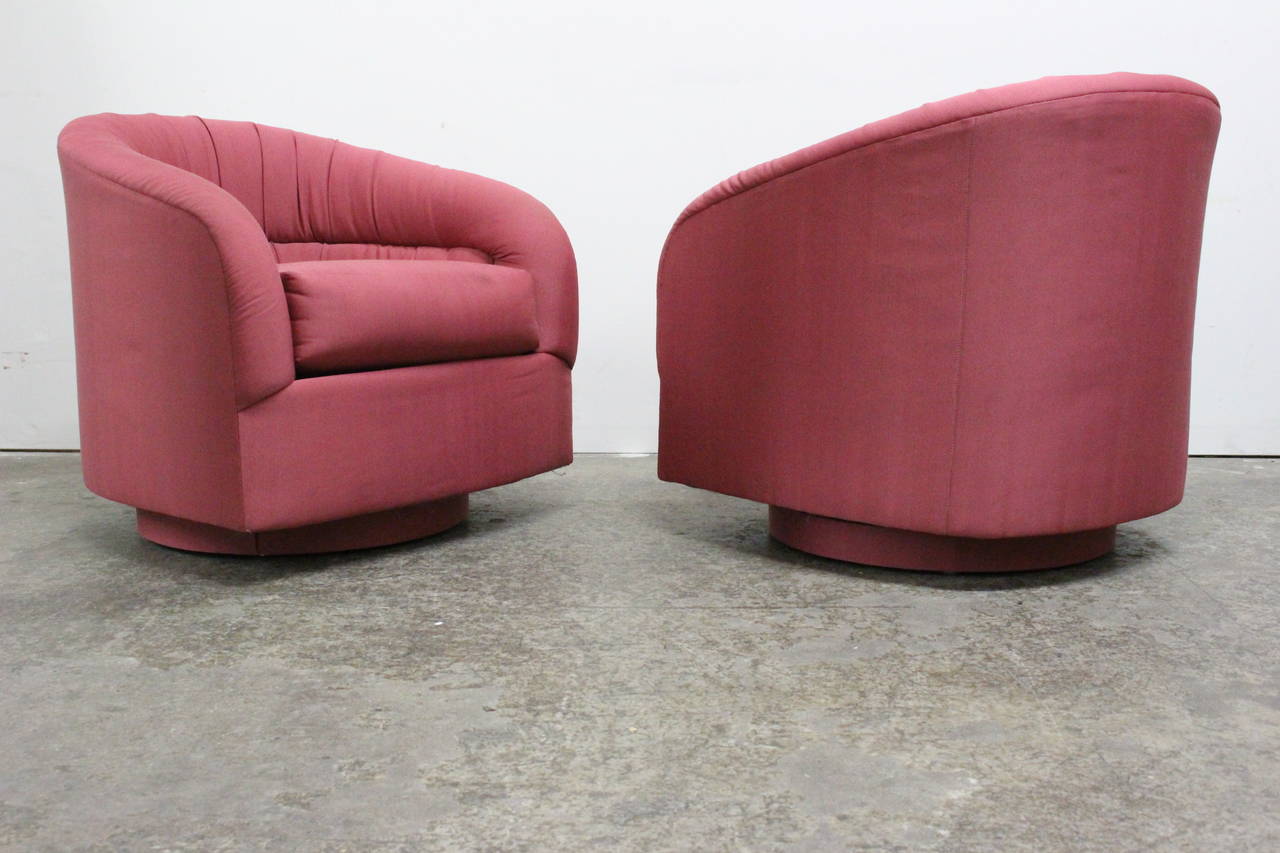American Pair of Red Swivel Chairs by Directional (Two sets available)