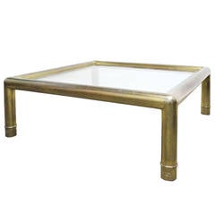 1970s Monumental Brass Coffee Table by Mastercraft