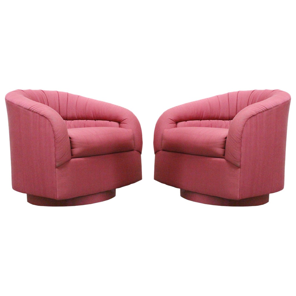 Pair of Red Swivel Chairs by Directional (Two sets available)